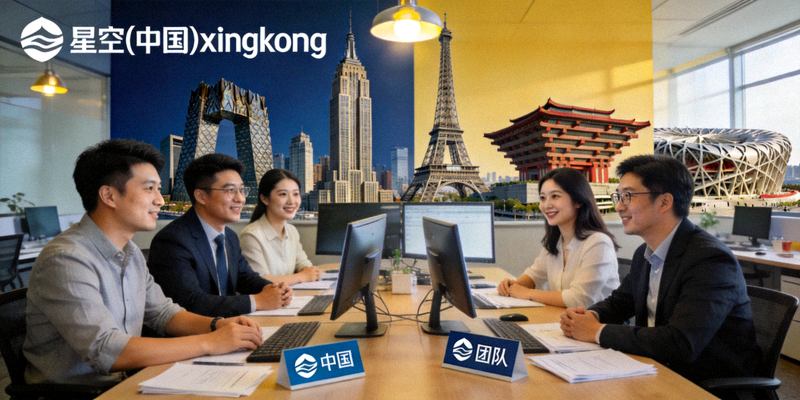 星空(中国)xingkong团队全球办公室合影或协作工作场景